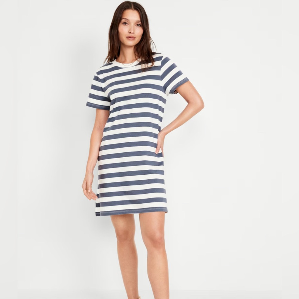 NWT Old Navy Gray and White Striped Dress